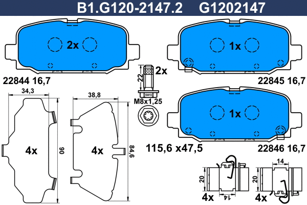 Brake Pad Set, disc brake (B1.G120-2147.2)