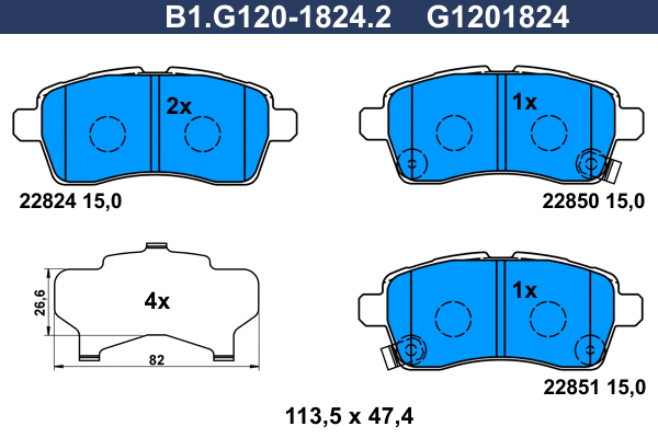 Brake Pad Set, disc brake (B1.G120-1824.2)