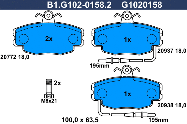 Brake Pad Set, disc brake (B1.G102-0158.2)