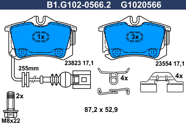 Brake Pad Set, disc brake (B1.G102-0566.2)