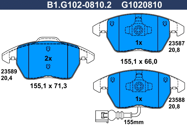 Brake Pad Set, disc brake (B1.G102-0810.2)