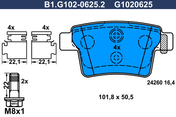 Brake Pad Set, disc brake (B1.G102-0625.2)