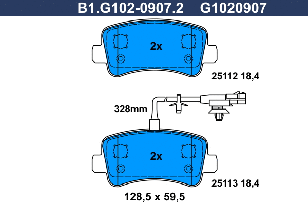Brake Pad Set, disc brake (B1.G102-0907.2)