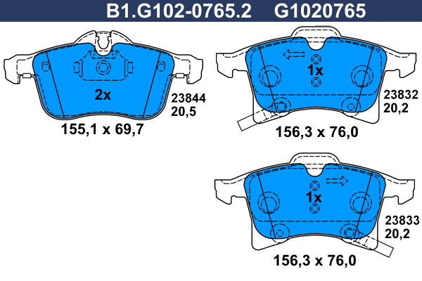 Brake Pad Set, disc brake (B1.G102-0765.2)
