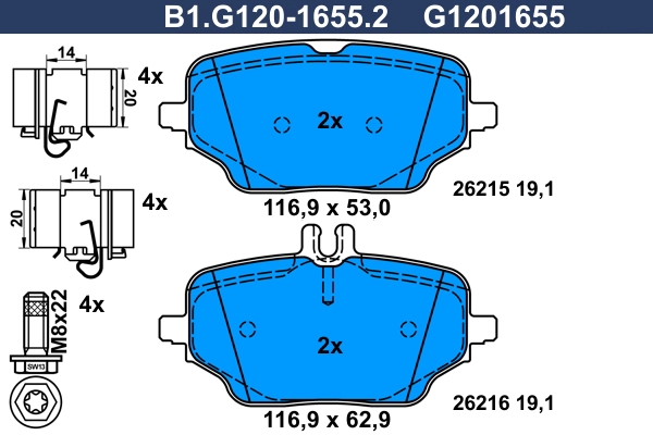 Brake Pad Set, disc brake (B1.G120-1655.2)
