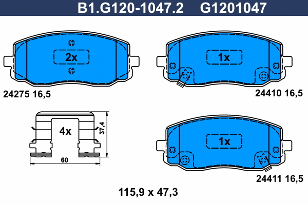 Brake Pad Set, disc brake (B1.G120-1047.2)