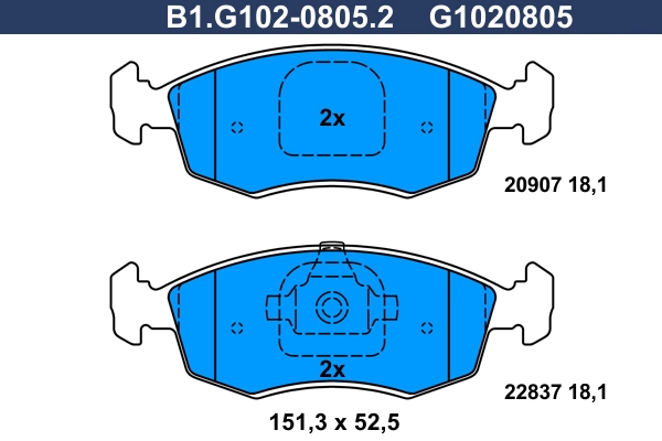 Brake Pad Set, disc brake (B1.G102-0805.2)