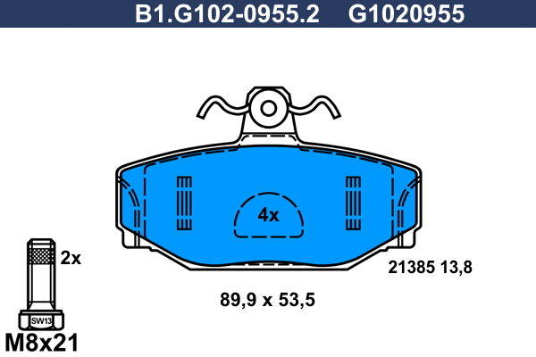 Brake Pad Set, disc brake (B1.G102-0955.2)