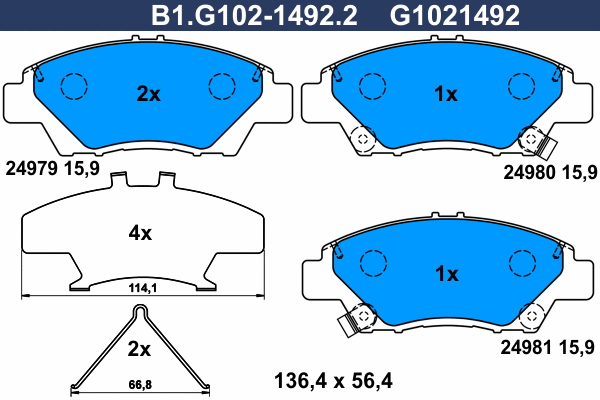 Brake Pad Set, disc brake (B1.G102-1492.2)