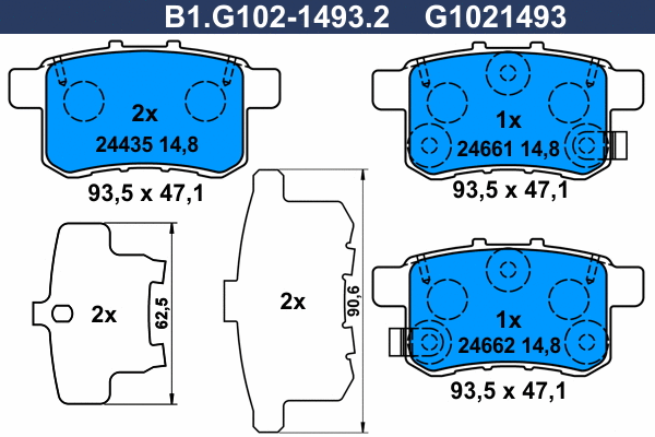 Brake Pad Set, disc brake (B1.G102-1493.2)