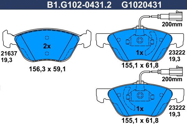 Brake Pad Set, disc brake (B1.G102-0431.2)