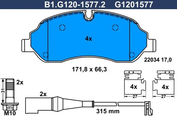 Brake Pad Set, disc brake (B1.G120-1577.2)