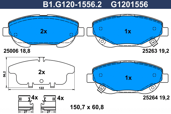 Brake Pad Set, disc brake (B1.G120-1556.2)