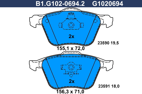 Brake Pad Set, disc brake (B1.G102-0694.2)