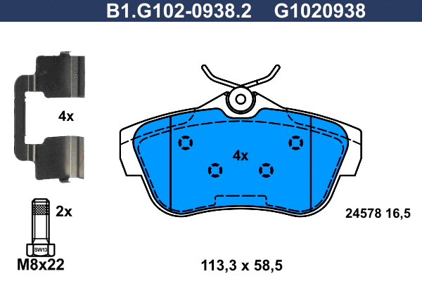 Brake Pad Set, disc brake (B1.G102-0938.2)