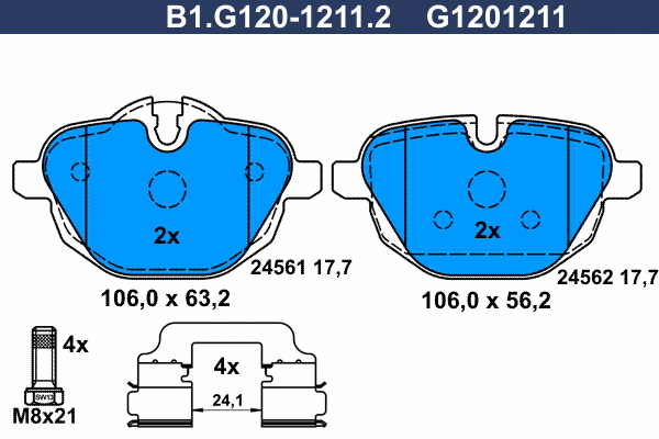 Brake Pad Set, disc brake (B1.G120-1211.2)