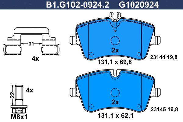 Brake Pad Set, disc brake (B1.G102-0924.2)