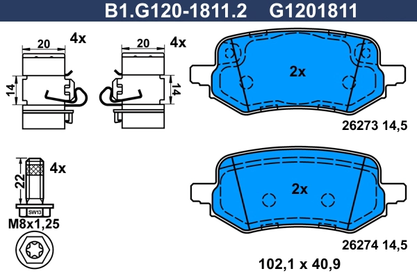 Brake Pad Set, disc brake (B1.G120-1811.2)