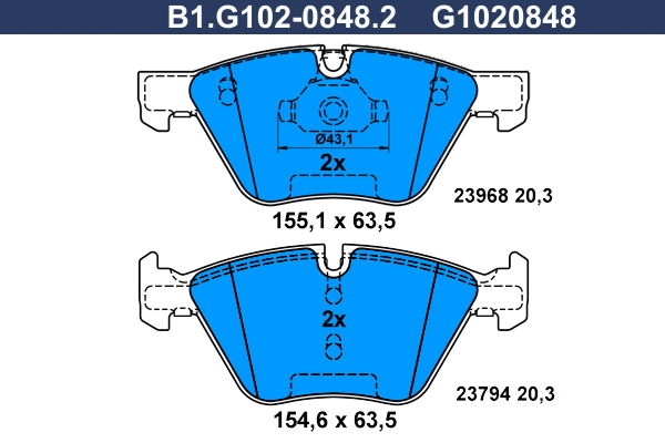 Brake Pad Set, disc brake (B1.G102-0848.2)