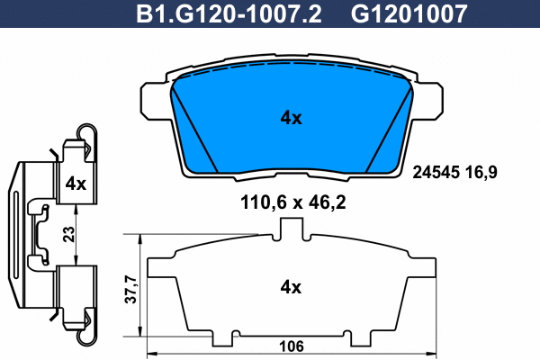 Brake Pad Set, disc brake (B1.G120-1007.2)