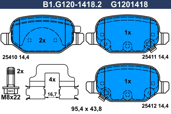 Brake Pad Set, disc brake (B1.G120-1418.2)