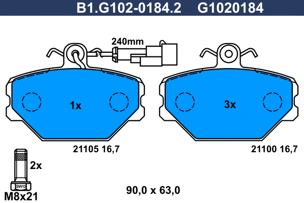 Brake Pad Set, disc brake (B1.G102-0184.2)