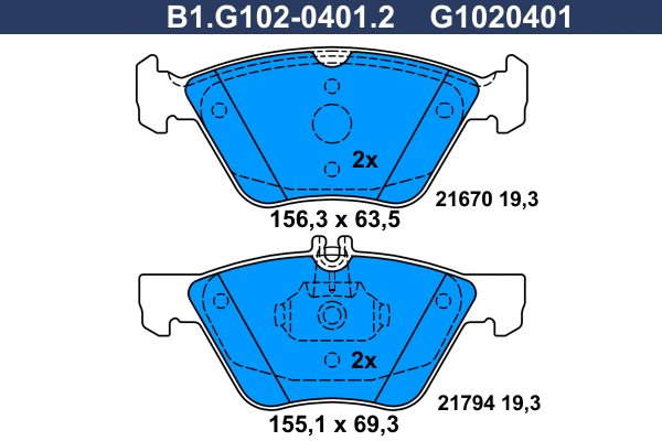Brake Pad Set, disc brake (B1.G102-0401.2)