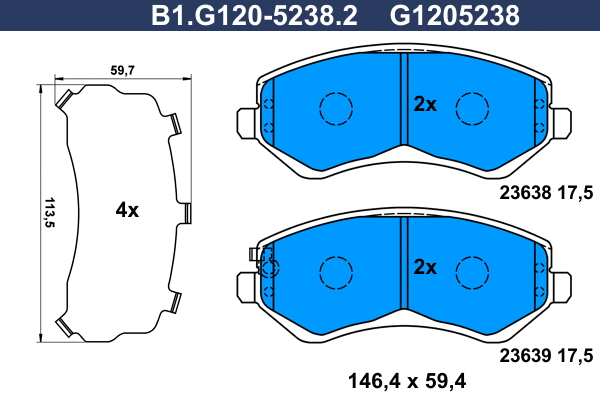Brake Pad Set, disc brake (B1.G120-5238.2)