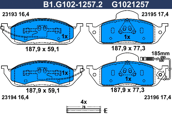 Brake Pad Set, disc brake (B1.G102-1257.2)