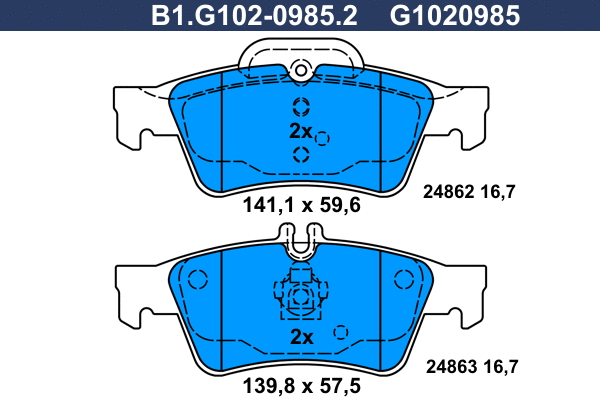 Brake Pad Set, disc brake (B1.G102-0985.2)