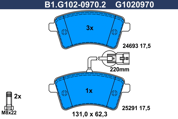Brake Pad Set, disc brake (B1.G102-0970.2)
