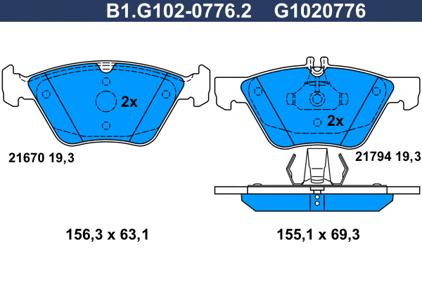 Brake Pad Set, disc brake (B1.G102-0776.2)