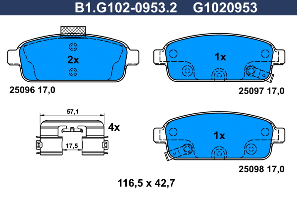 Brake Pad Set, disc brake (B1.G102-0953.2)