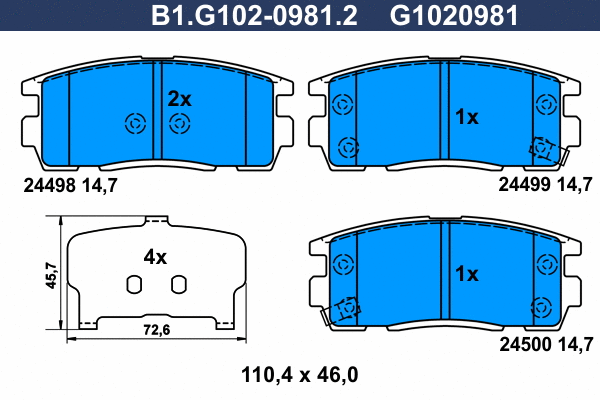 Brake Pad Set, disc brake (B1.G102-0981.2)