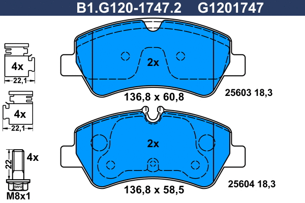 Brake Pad Set, disc brake (B1.G120-1747.2)
