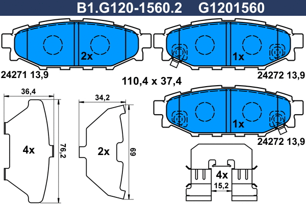 Brake Pad Set, disc brake (B1.G120-1560.2)
