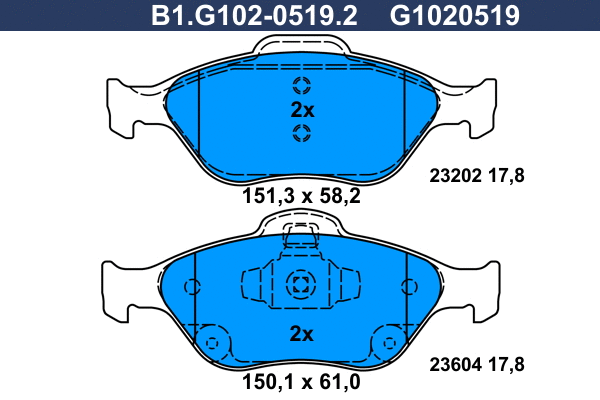 Brake Pad Set, disc brake (B1.G102-0519.2)