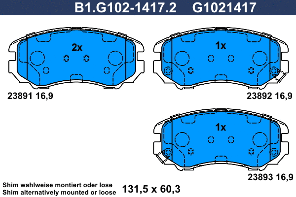 Brake Pad Set, disc brake (B1.G102-1417.2)