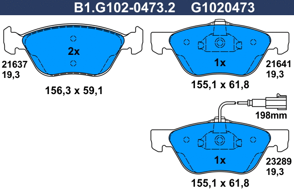 Brake Pad Set, disc brake (B1.G102-0473.2)