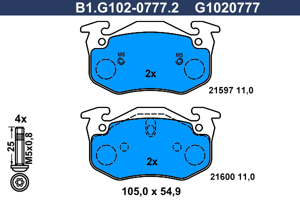 Brake Pad Set, disc brake (B1.G102-0777.2)