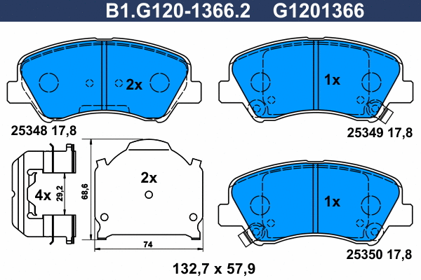 Brake Pad Set, disc brake (B1.G120-1366.2)
