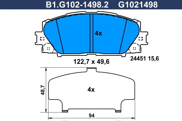 Brake Pad Set, disc brake (B1.G102-1498.2)