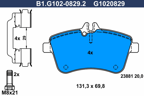 Brake Pad Set, disc brake (B1.G102-0829.2)