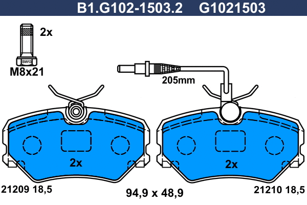 Brake Pad Set, disc brake (B1.G102-1503.2)