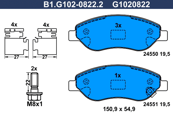 Brake Pad Set, disc brake (B1.G102-0822.2)