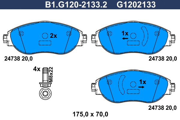 Brake Pad Set, disc brake (B1.G120-2133.2)