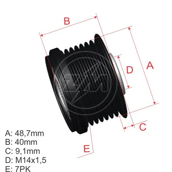 Alternator Freewheel Clutch (ZM 96.005.43)