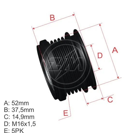 Alternator Freewheel Clutch (ZM 96.012.37)