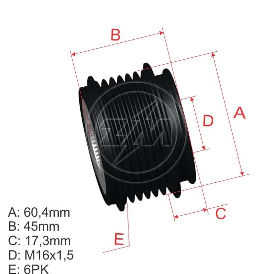 Alternator Freewheel Clutch (ZM 96.012.38)
