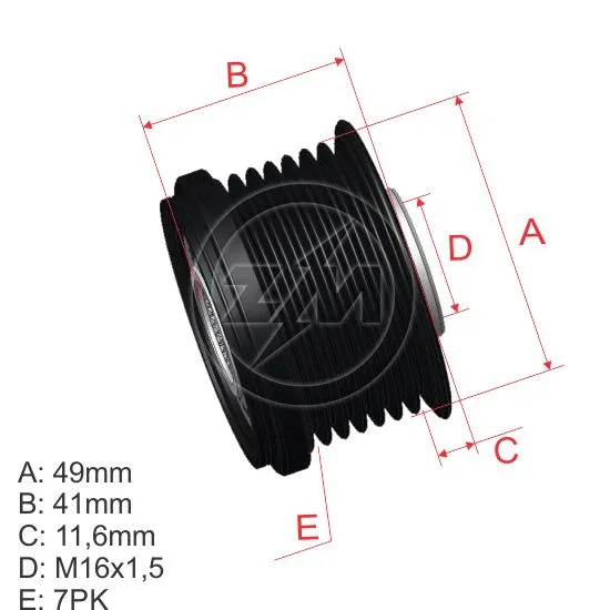 Alternator Freewheel Clutch (ZM 96.012.40)